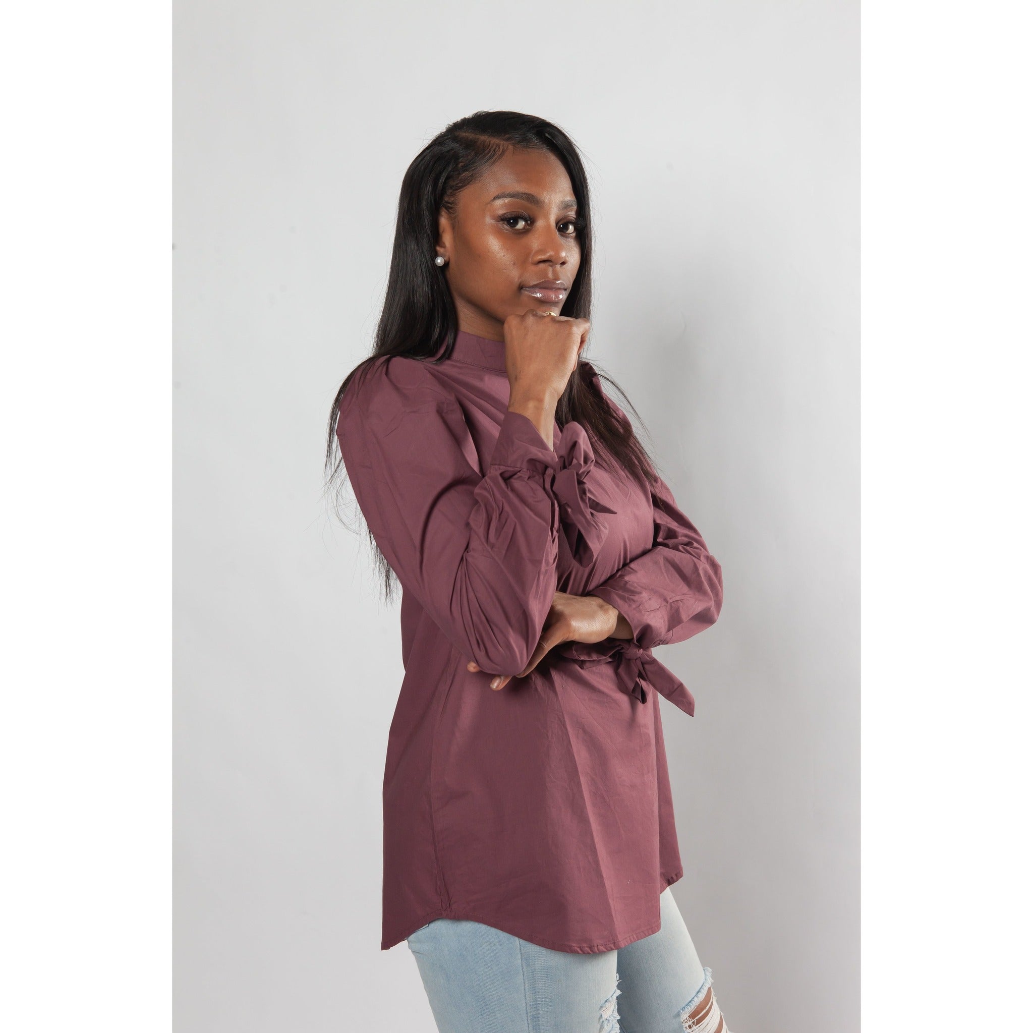 Wine Tie My Bow Top - Crown Jewels Boutique