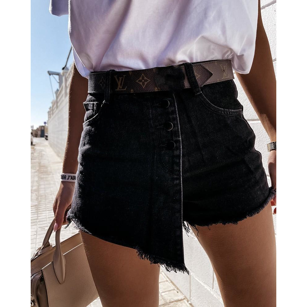Not So Complicated Denim Shorts - Black - Crown Jewels Boutique