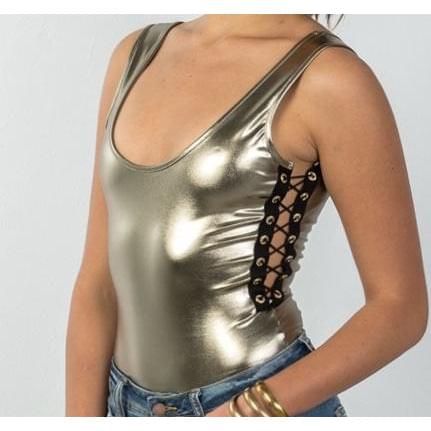 Gold Strappy Bodysuit - Crown Jewels Boutique